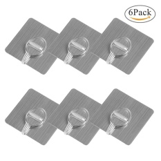 weisizhong Pawaca Reusable Nail Free Stainless Steel Wall Hooks for Towel Loofah Bathrobe Clothes, Waterproof, Strong Load, Traceless and Noresidue, Bathroom Kitchen Wall Hooks Ceiling Hanger- 6 Pcs, Brushed Silver
