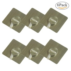 yiokmty Pawaca Reusable Nail Free Stainless Steel Wall Hooks for Towel Loofah Bathrobe Clothes, Waterproof, Strong Load, Traceless and Noresidue, Bathroom Kitchen Wall Hooks Ceiling Hanger- 6 Pcs, Brushed Gold