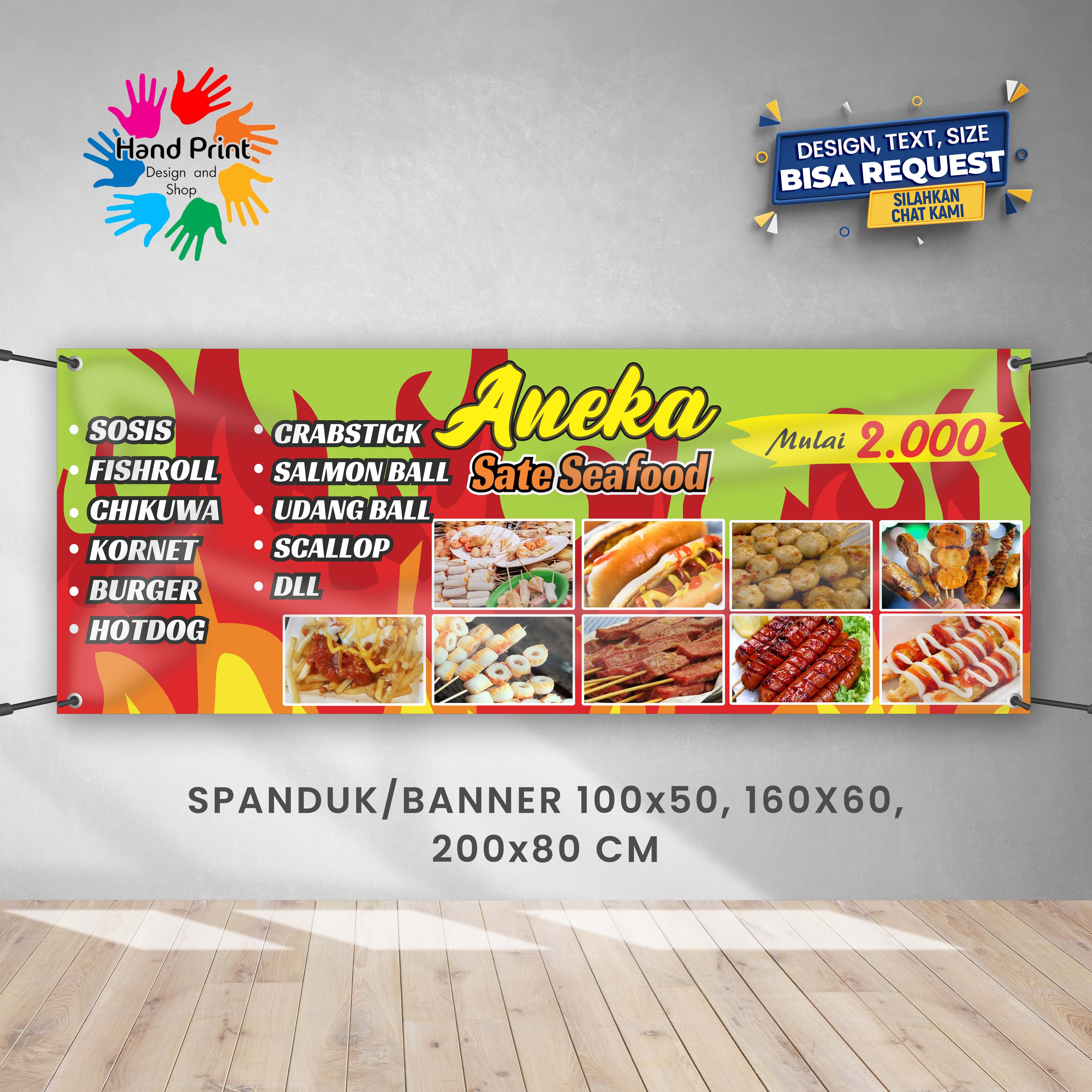 Spanduk Banner Jajanan Seafood Snack Sosis Bakar D Gratis Memesan