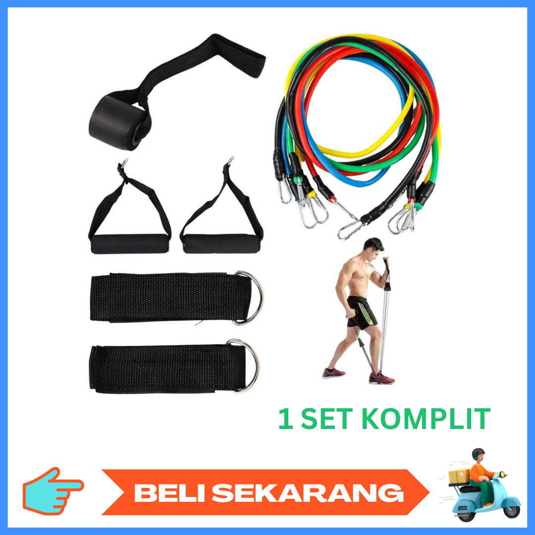 PROMO 11 PCS Set Tali Stretching Resistance Band Pilates Yoga Fitnes