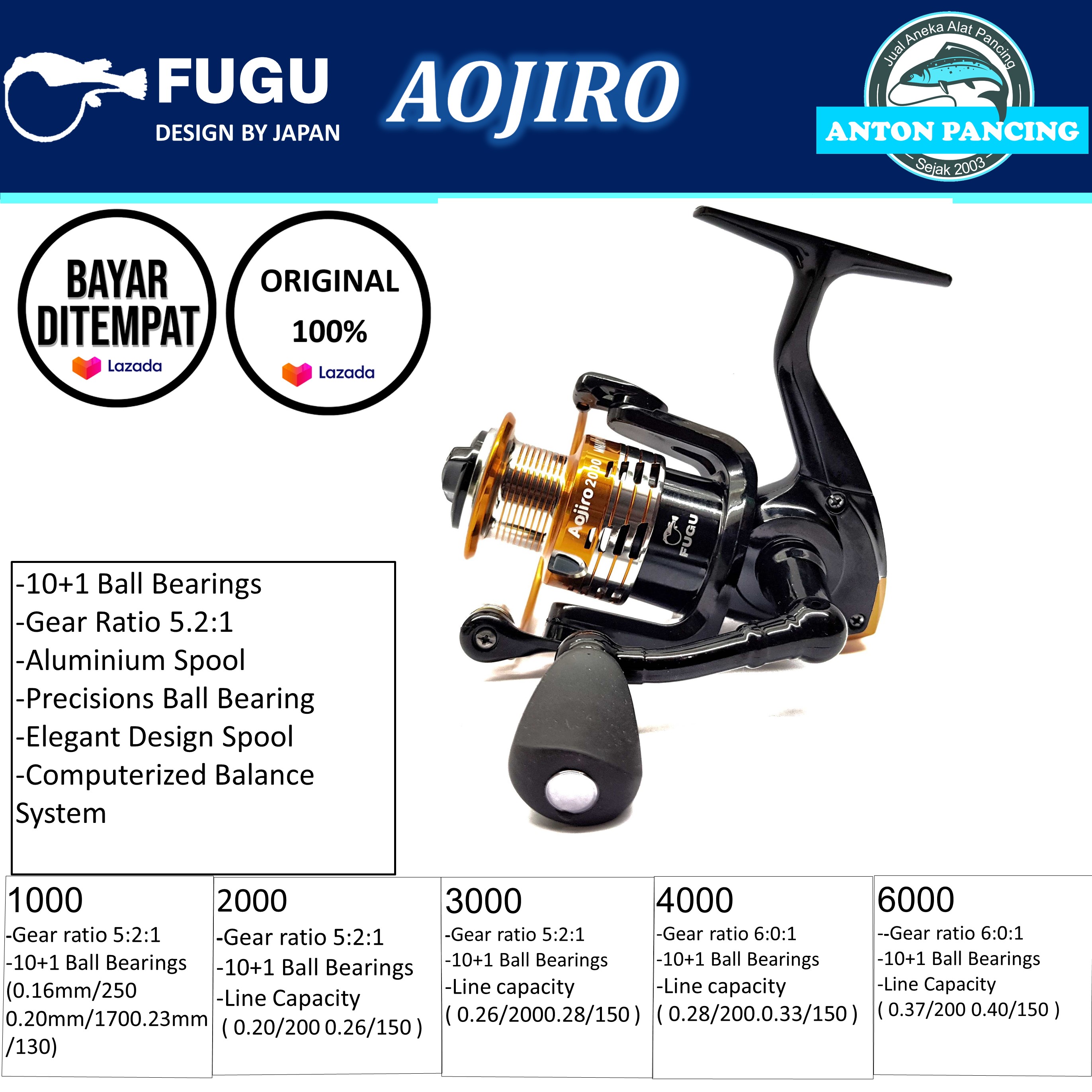 Reel Fishing Rod Fugu Aojiro 1000 6000 Lazada