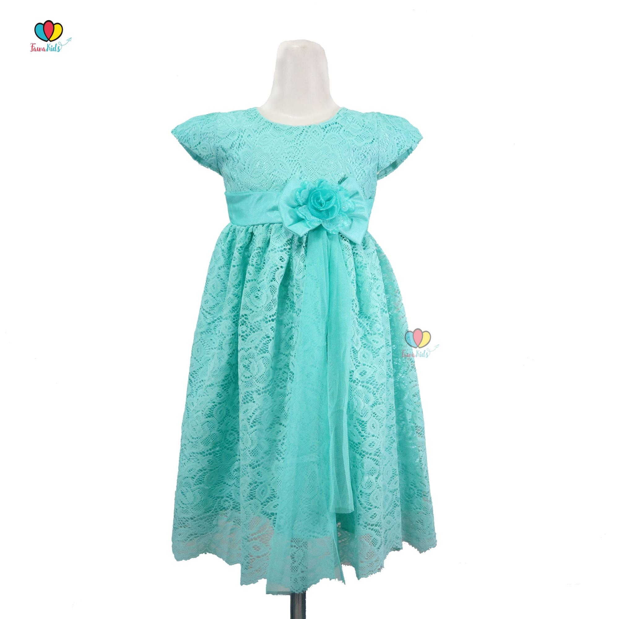 Gaun Pesta Size 3-4 Tahun / Ekspor Quality Premium Brukat Baju Anak Perempuan Dress Polos Natal Dres Kios Balita Fawa