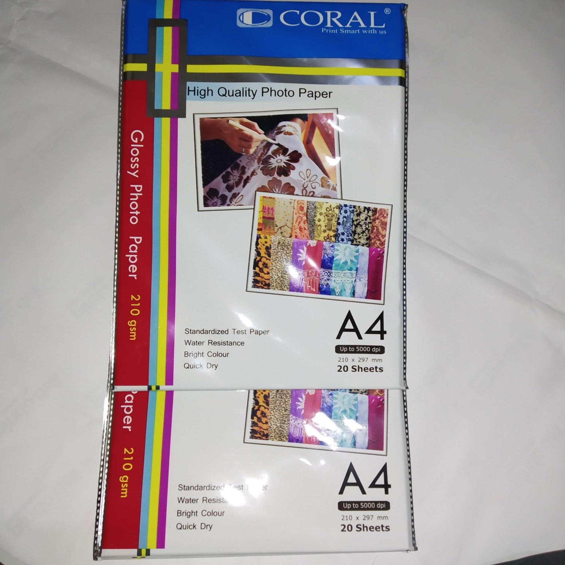 Kertas Foto Glossy Photo Paper 210 Gsm Ukuran A4 21x29 7 Cm Isi 20