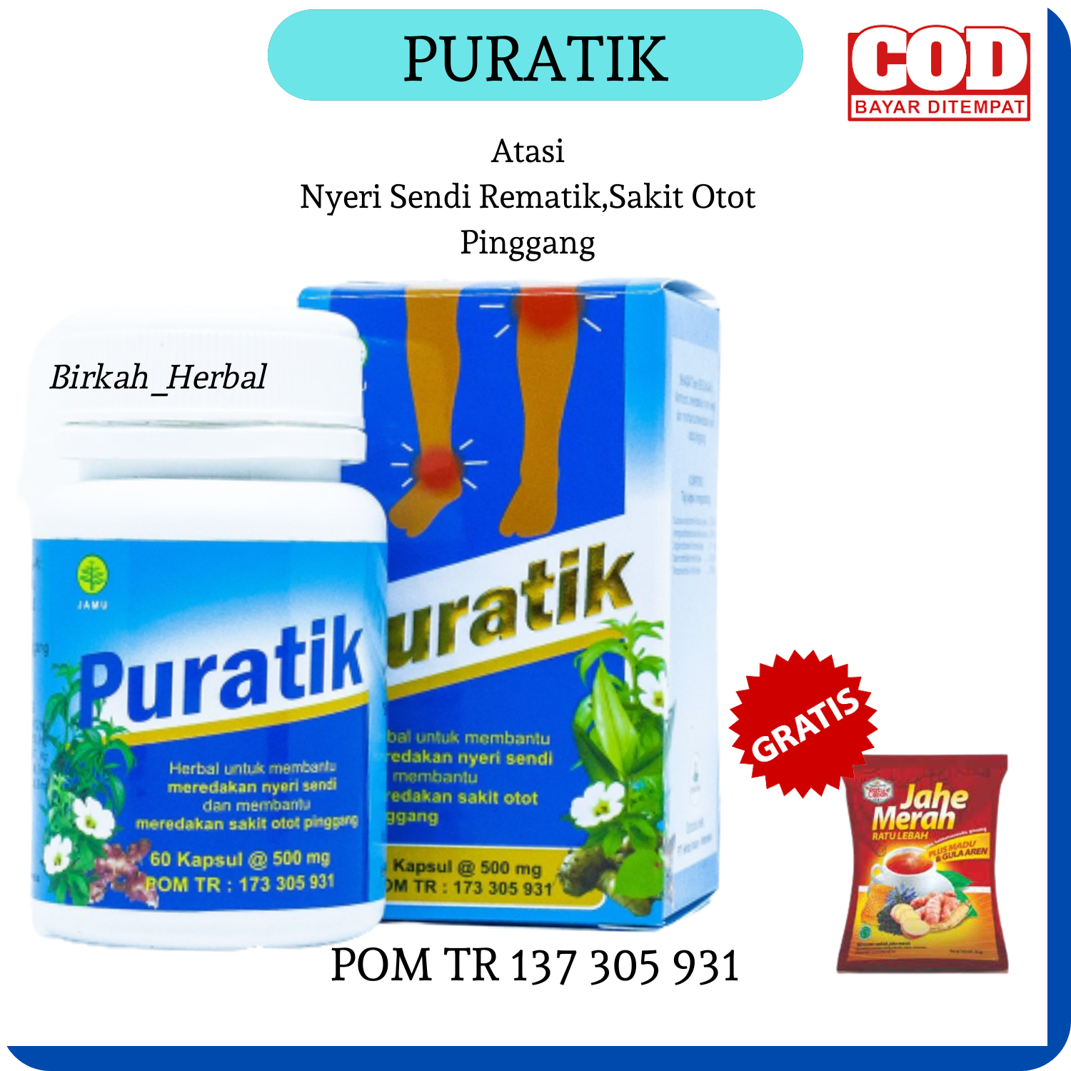 Kapsul PURATIK Obat Asam Urat Dan Nyeri Sendi Rematik Pegel Linu Nyeri