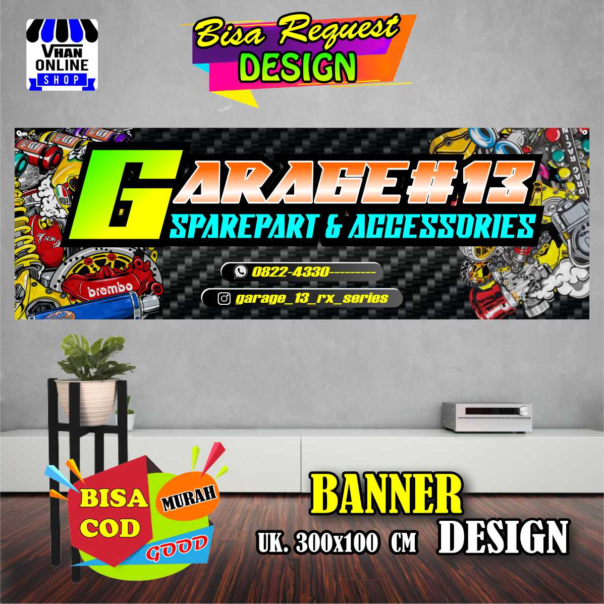 Spanduk Banner Toko Sparepart Bengkel Racing Keren Murah Lazada