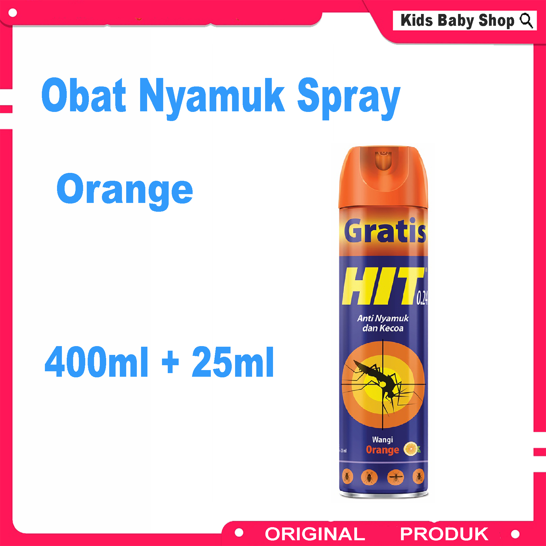 Hit Aerosol Spray 400ml 25ml Obat Nyamuk Semprot Orange Lily