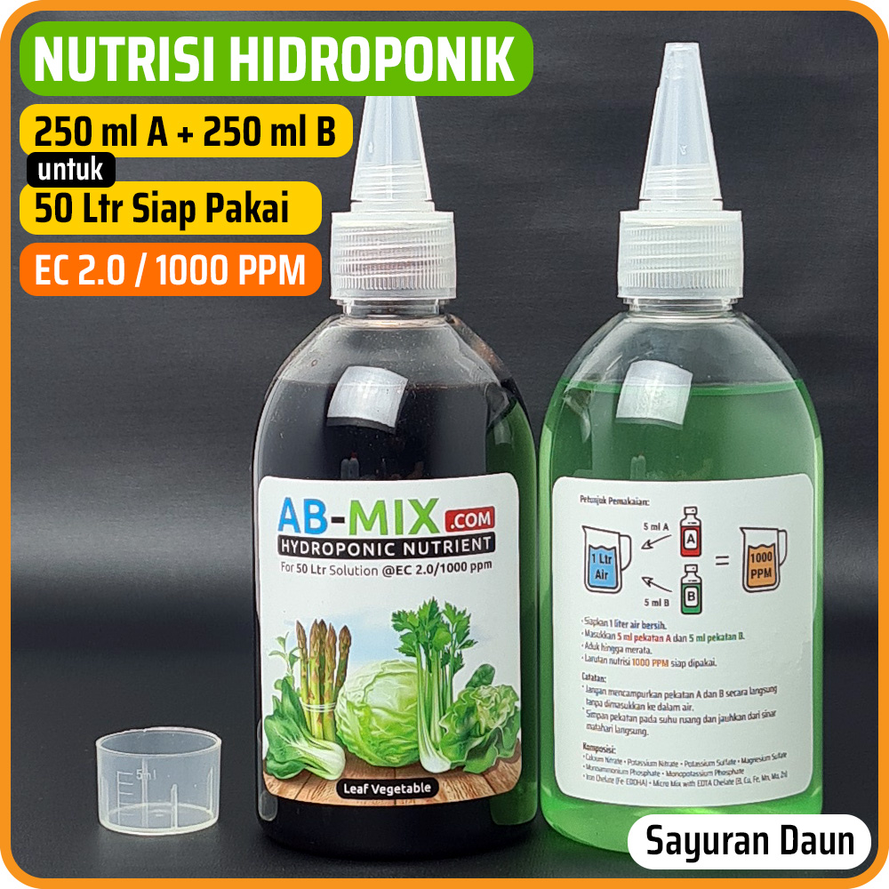 Nutrisi Hidroponik AB Mix Cair 250 Ml EC 2 0 Atau 1000 PPM Lazada