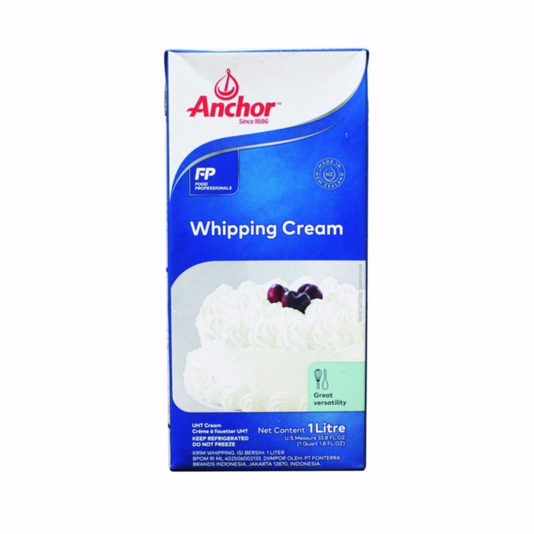 ANCHOR UHT WHIPPING CREAM 1L KRIM KOCOK WHIP CREAM CAIR WHIPPED