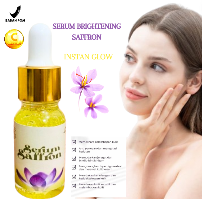 BPOM GLOWING SERUM SAFFRON 10ML WITH VITAMIN C Mencerahkan Wajah