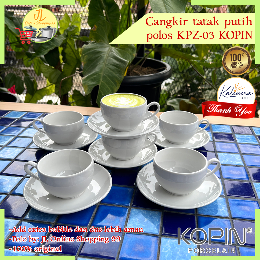 Kopin Pasang Cangkir Set Tatakan Putih Ml Gelas Minum Coffee