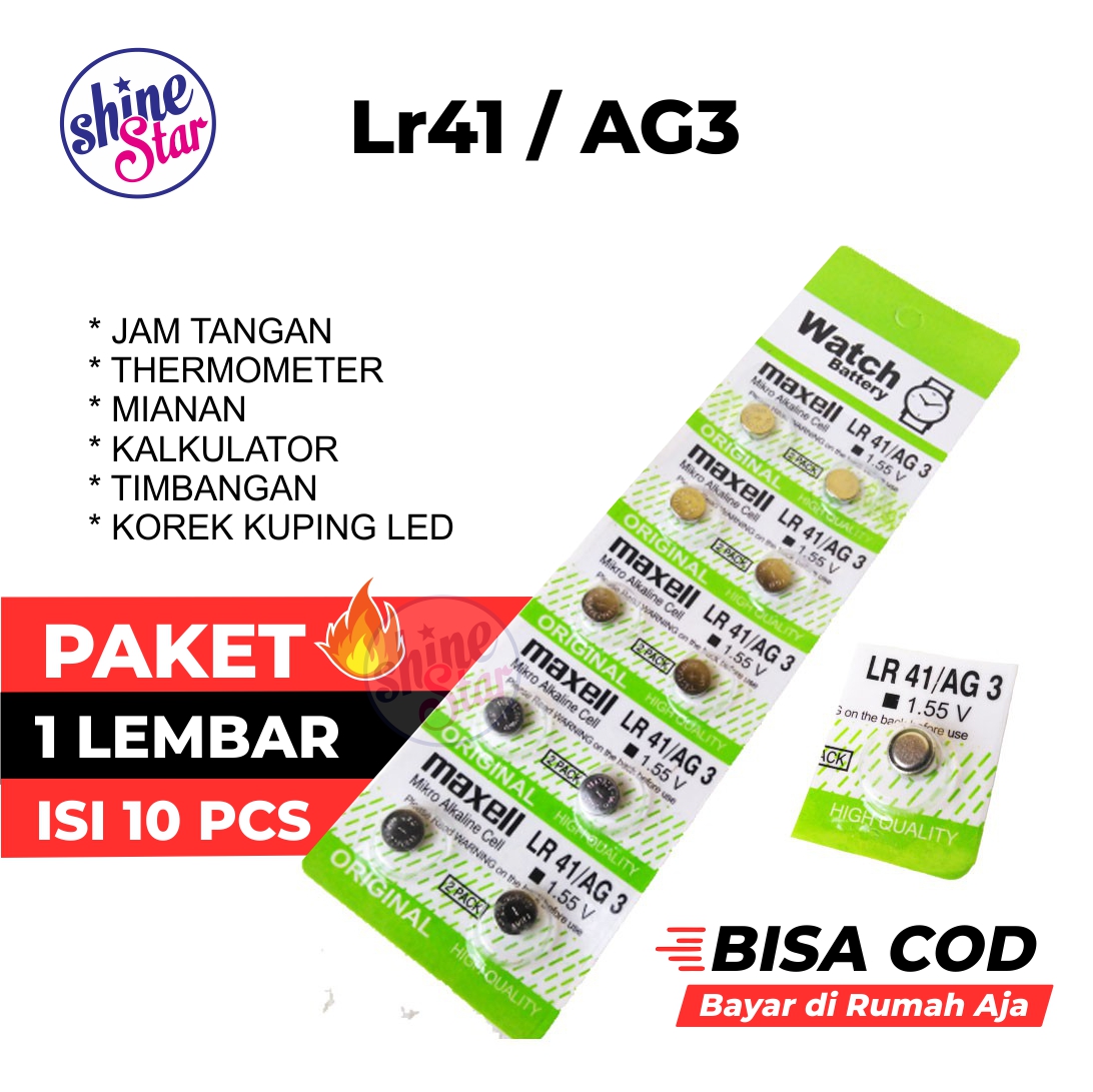 SHINE STAR COD BAYAR DITEMPAT Baterai Jam Tangan LR41 Baterai