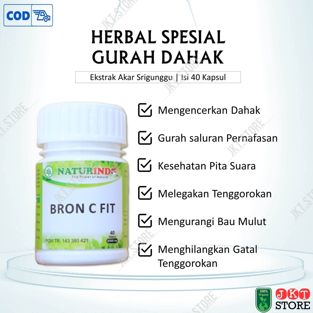 OBAT GURAH DAHAK 40 KAPSUL HERBAL BRON C FIT NATURINDO FRESH RESMI BPOM