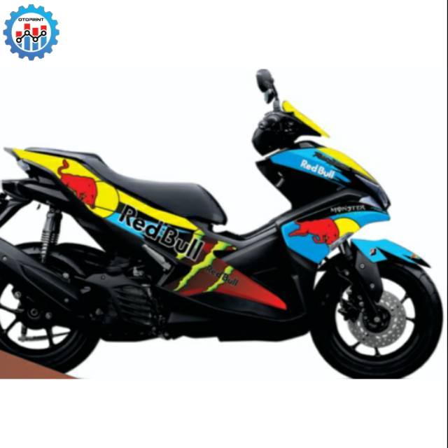 Stiker Motor Sticker Full Body Yamaha Aerox Red Bull Kuning Tosca459