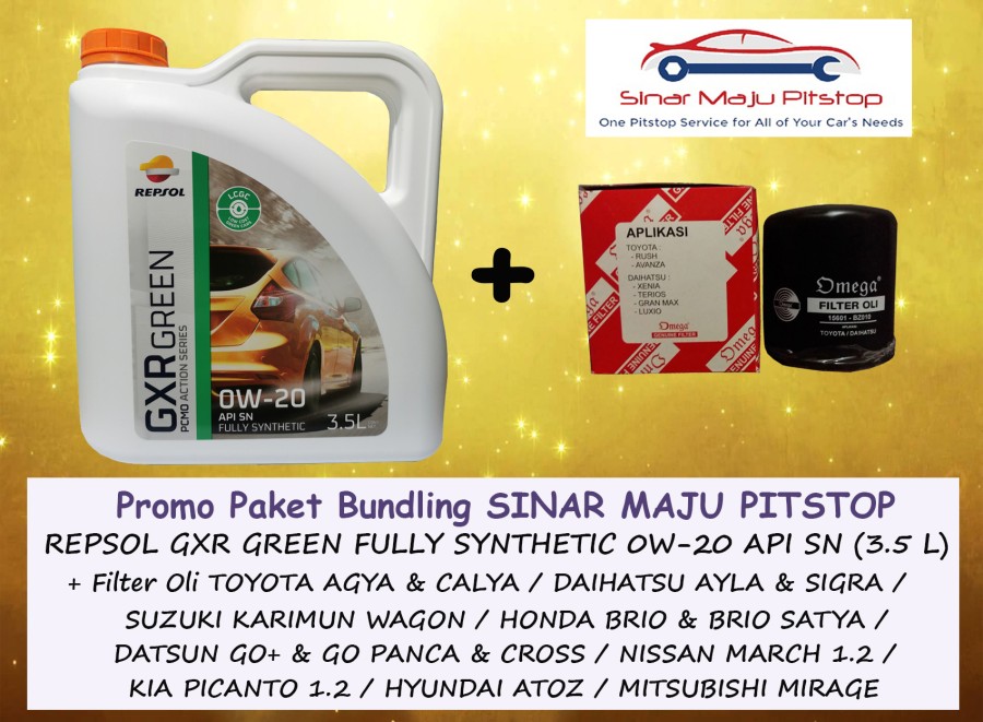 Paket Bundling Oli REPSOL GXR GREEN SAE 0W 20 API SN FULLY SYNTHETIC