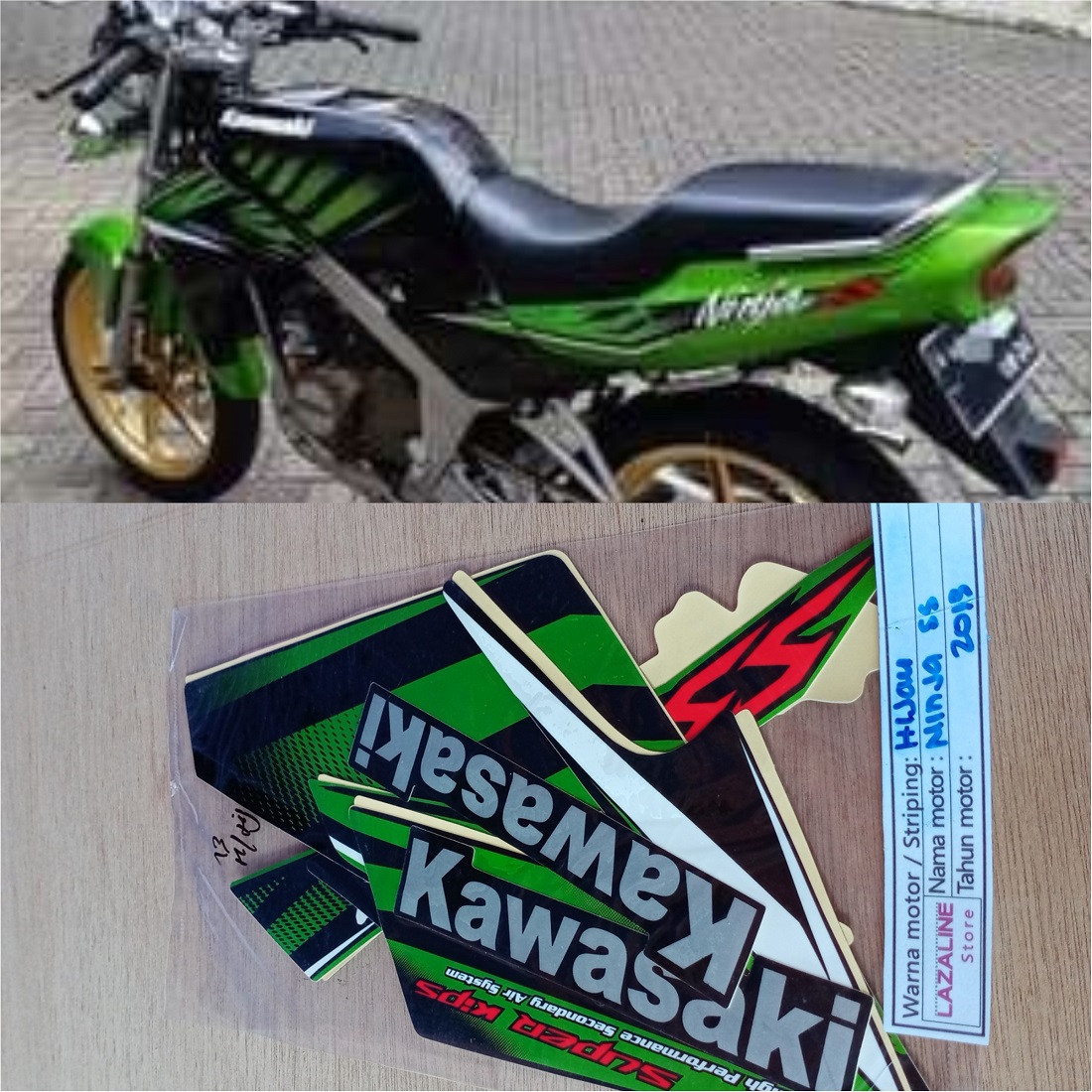 Striping Stiker Lis Standar Motor Kawasaki Ninja Ss Hijau Lazada