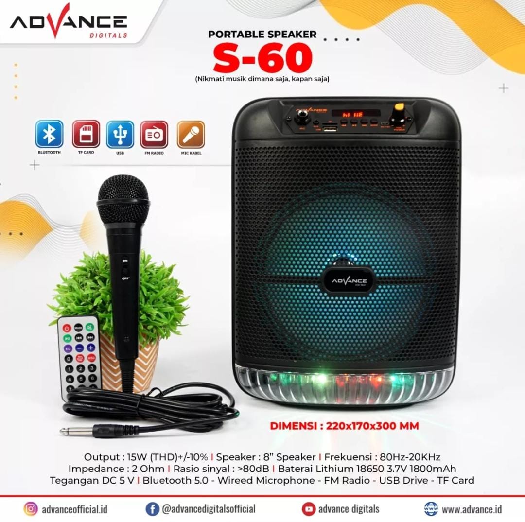 Speaker Bluetooth Advance S 60 Extra Bass Advance S60 Speaker