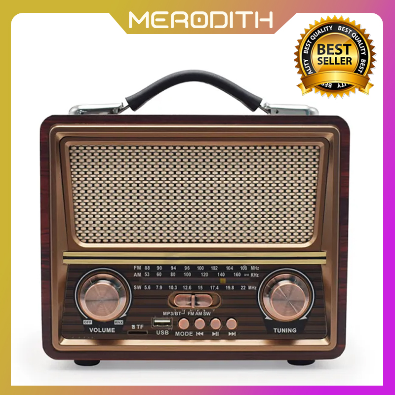 Radio Portabel Bt Retro Fm Am Sw Radio Speaker System Dengan Bt Usb