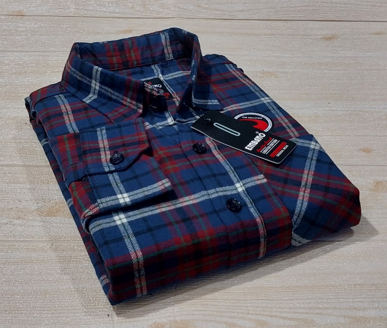 BEAUTY Kemeja Flanel Pria Lengan Panjang Hem Flanel Baju Flanel