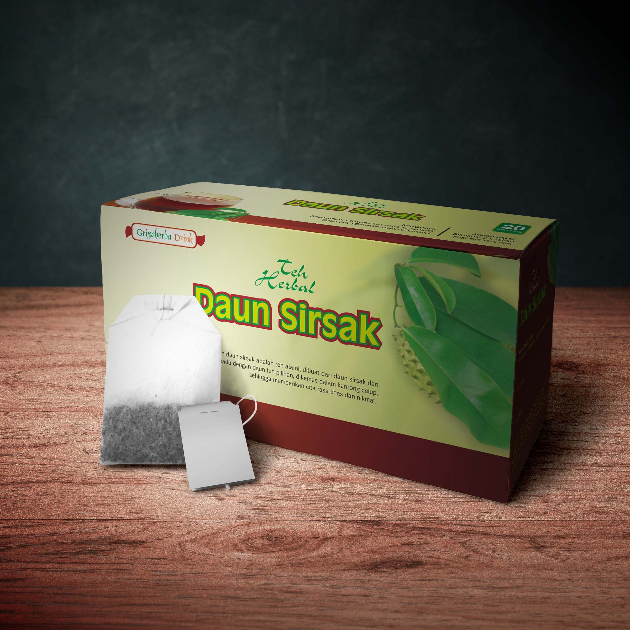 Teh Daun Sirsak Griya Herba Minuman Herbal Celup Isi 20 Kantong Sachet