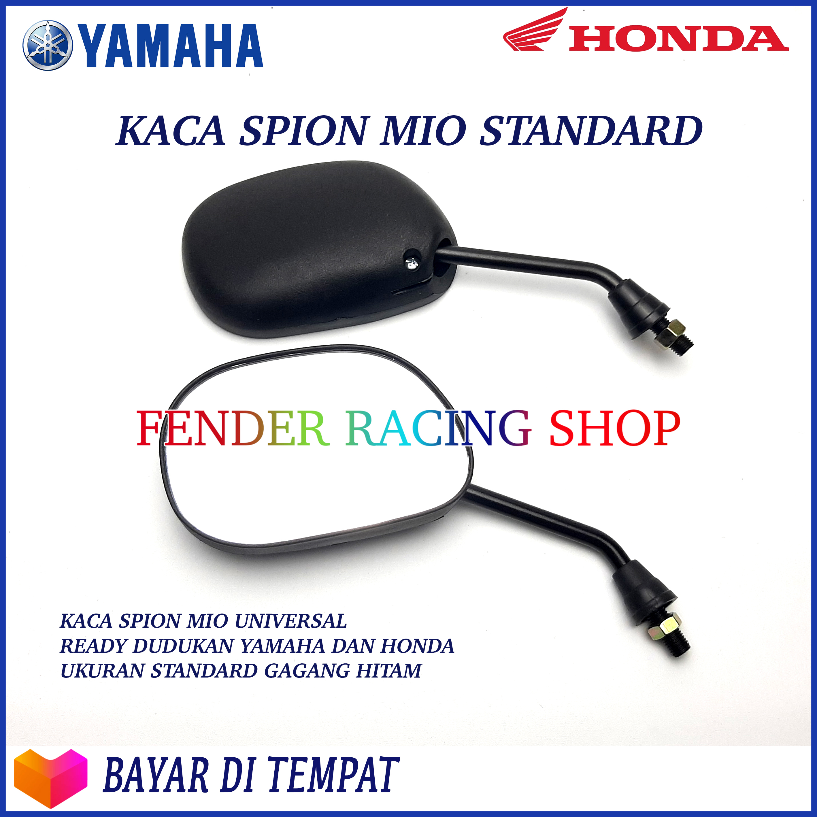 Kaca Spion Mio Standard Gagang Hitam Universal Honda Yamaha Kaca Spion