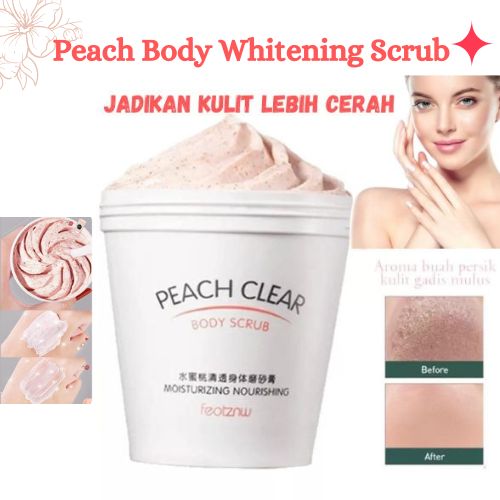 Peach Clear Body Scrub Lulur Pemutih Kulit Tubuh Permanen