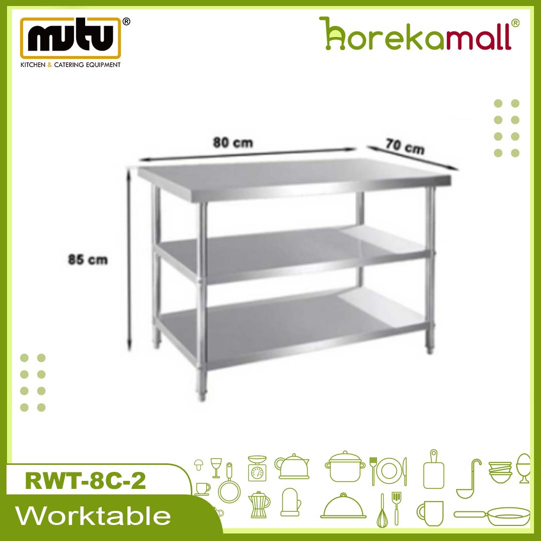 Meja Kerja Dapur Stainless 3 Rack Worktable RWT 8C 2 MUTU Lazada