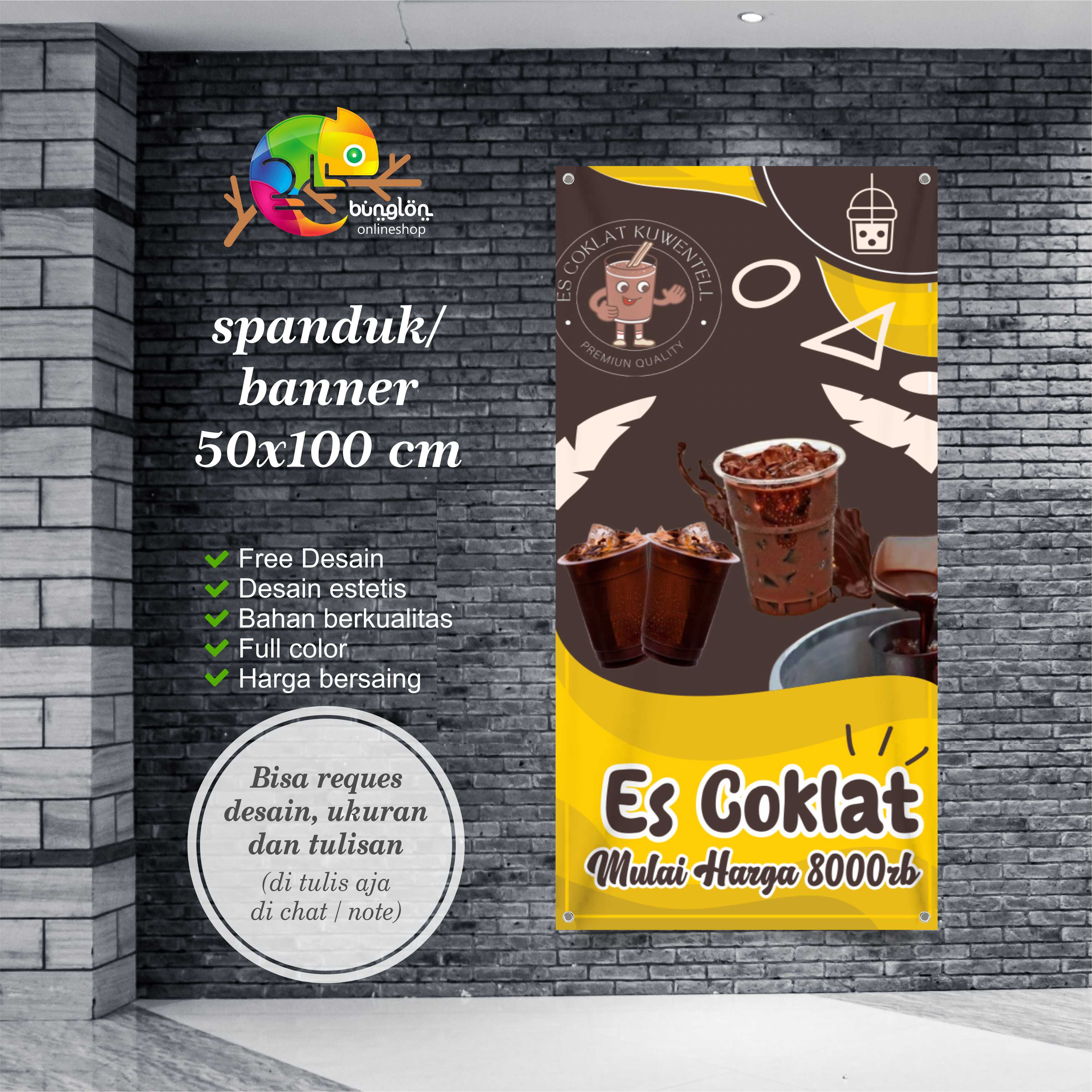 Spanduk Banner Es Coklat Simple Free Custom Desain Lazada Indonesia