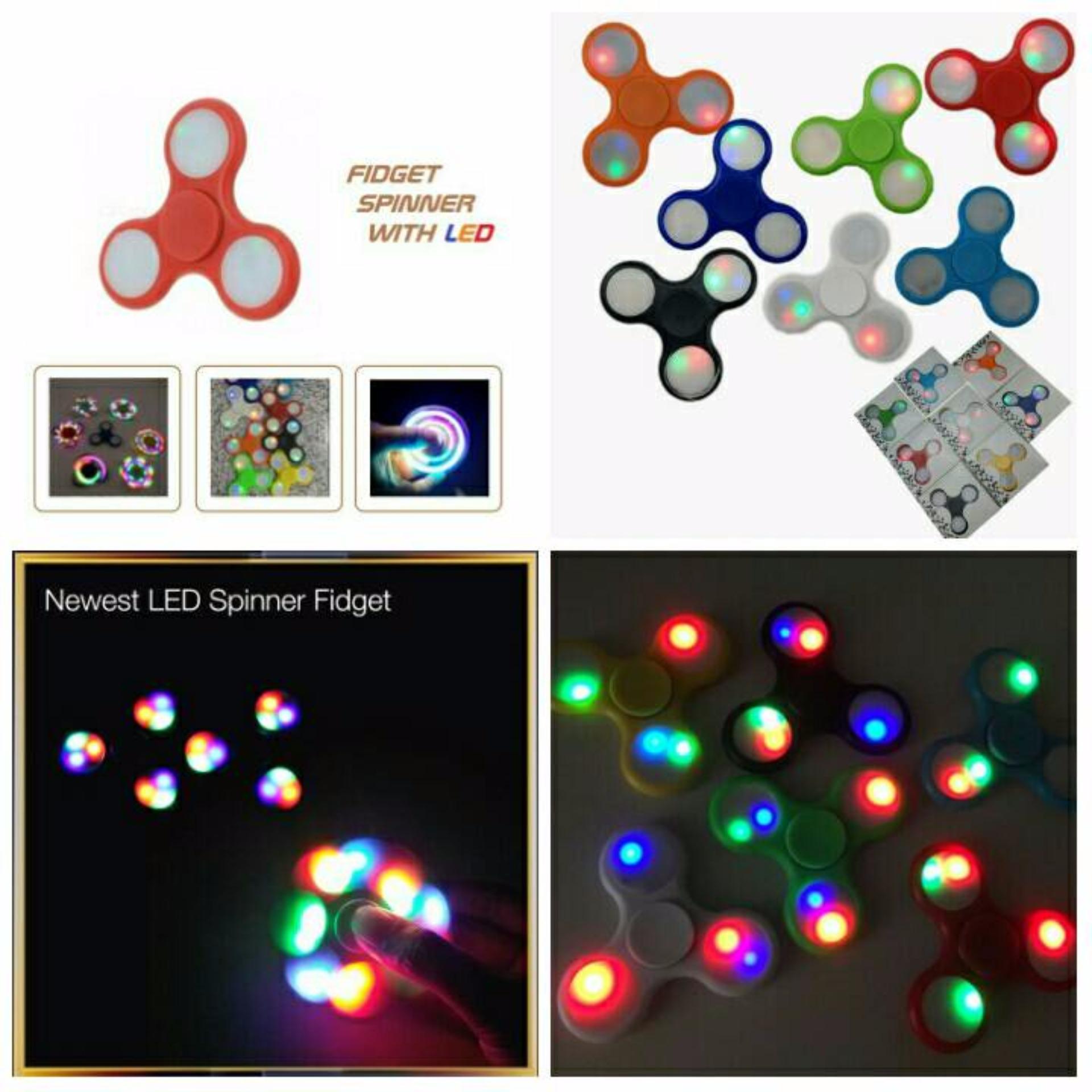 ANGEL LED Fidget Spinner Hand Toys Mainan Tri-Spinner EDC Ceramic Ball Focus Games Penghilang