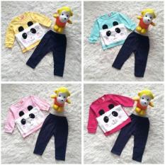 Baju Tidur Piyama Setelan Kaos Panjang Anak Bayi Perempuan Panda Bulu
