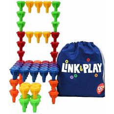 Building & Interlocking Blocks for Children Ages 5+, 60 pc Connecting & Stacking Peg Toys for Kids, Travel Bag & Free Ebook w/ Educational Ideas