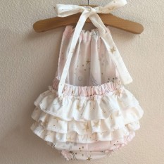 ISM Tersedia Bayi Aksesori Decorations Bayi Infant Modis Baju Monyet Tak Berlengan Tanpa Bagian Belakang Mermaid Ruffled-Internasional