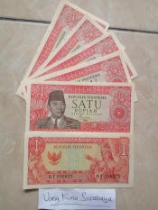 Uang kuno Rp1 - 1 Rupiah Sukarno Kondisi Baru N Mulus N Asli