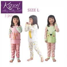 Kazel Piyama Girl Set - Baju Tidur Anak Setelan Isi 3 pcs ( L )