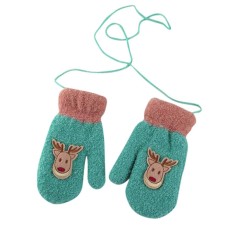 Kids Baby Boys Girls Winter Warm Knitting Fashion Halter Cute Elk Pattern Mittens Gloves Color:Sky blue Size:free size