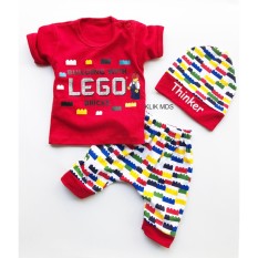 Klik Mds Baju Anak Setelan Atasan dan Celana Motif Karakter Lego Bricks - free topi