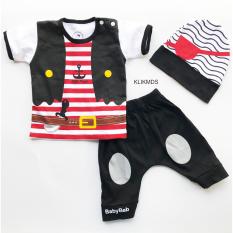 Klik Mds Baju Anak Setelan Atasan dan Celana Motif Karakter Little Pirates / Bajak Laut - Free Topi