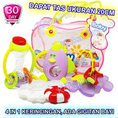 KokaPlay Premium Baby Rattle 4 in 1 Play Set Mainan Anak Bayi Kerincingan Soother Teether Gigitan Bayi + Free 1 Tas