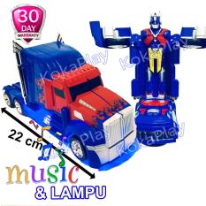 KokaPlay Robot Super Change Truck 2 in 1 Bump And Go Transformers Optimus Prime Mainan Anak Mobil Truck Robot Berubah Musik Lampu