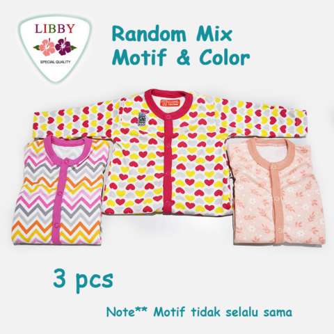 Libby Premium Sleepsuit Girl - Jumper Panjang Tutup Kaki Isi 3 Pcs (0-3
