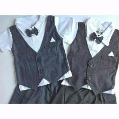 Set Rompi Tuxedo Polos - hitam- - Little Gentlement Dasi Baju Anak Cowok Baju Bayi Grosir