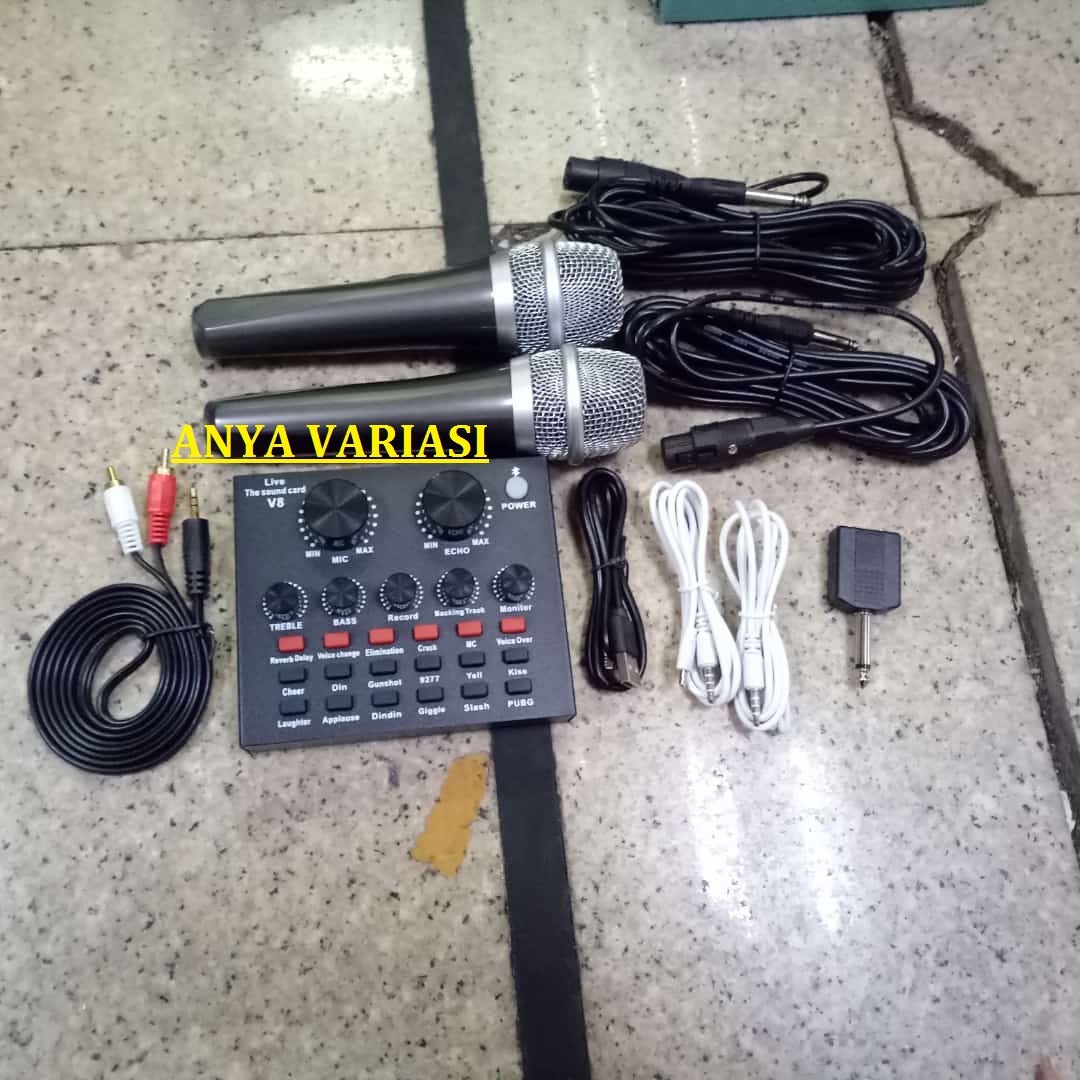 Alat Live Sing Karaoke Soncard Mic Jack Kabel Lengkap Set