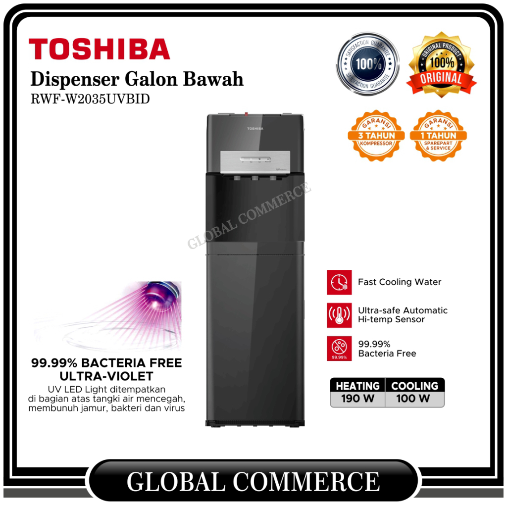 TOSHIBA Dispenser Air Galon Bawah UV RWF W2035UVBID K RWFW 2035