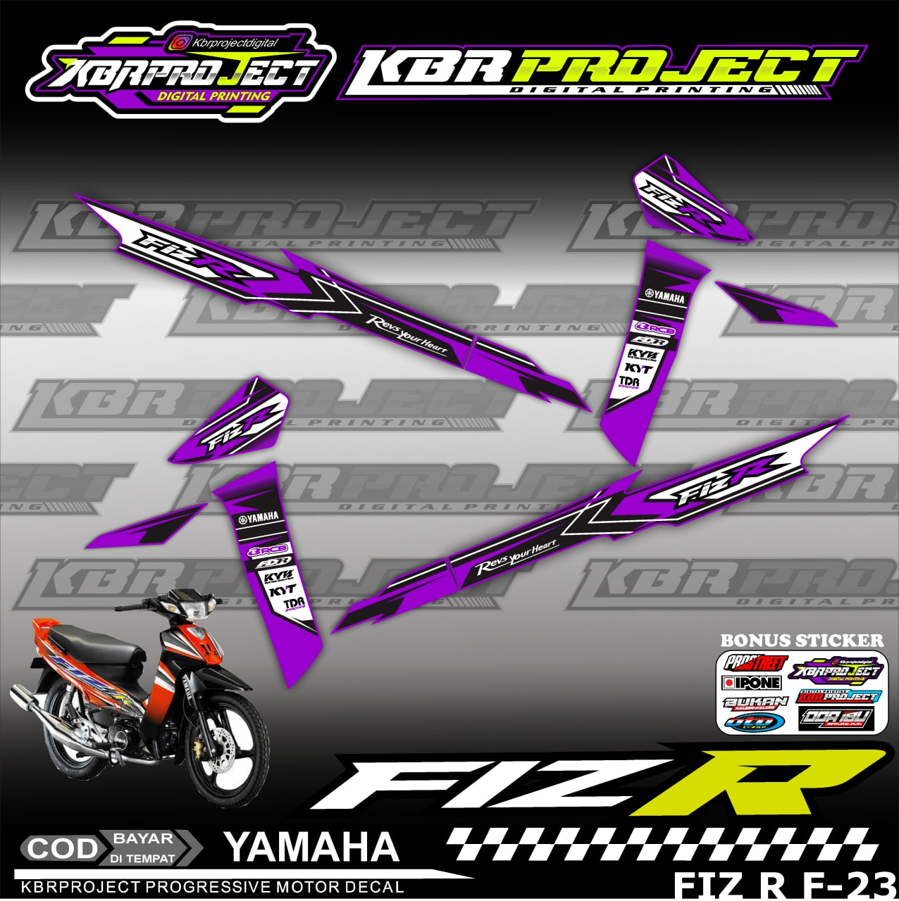 Stiker Striping FIZ R Lis Variasi Stiker Motor YAMAHA Desain Racing F