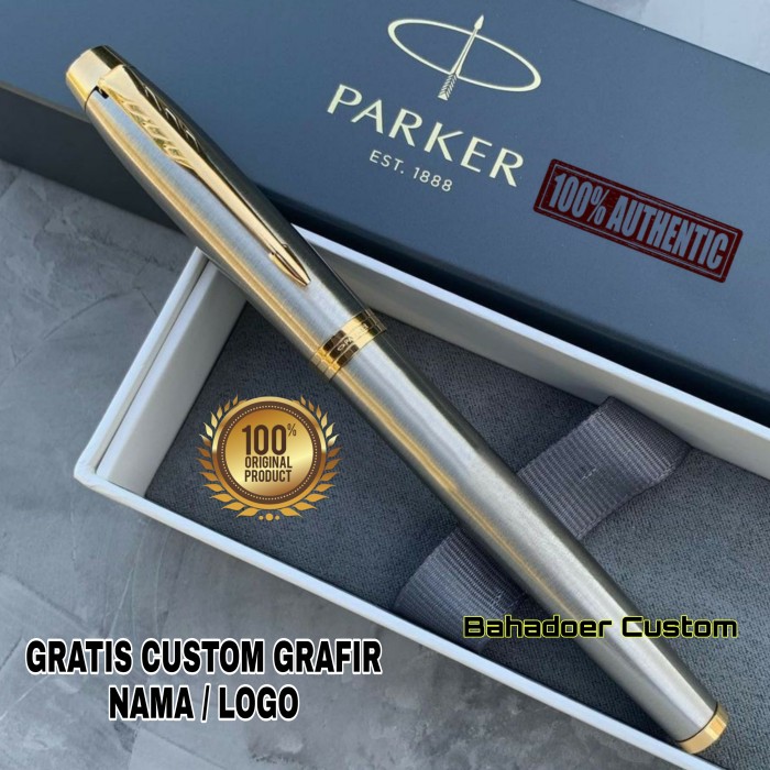 TERBARU PULPEN PARKER ORIGINAL NEW IM BRUSHED METAL GRATIS CUSTOM