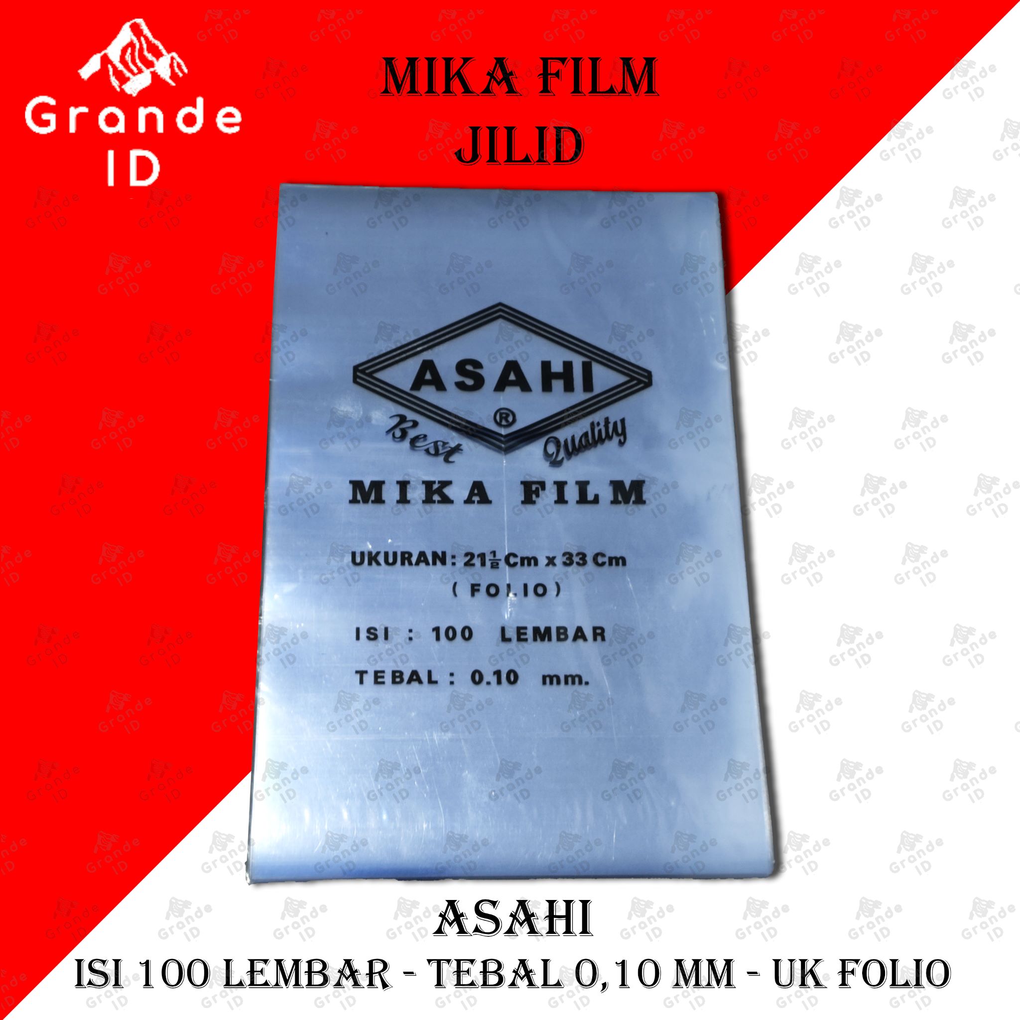 MIKA FILM ASAHI 0 10 MM ISI 100 LEMBAR PLASTIK JILID UKURAN FOLIO F4