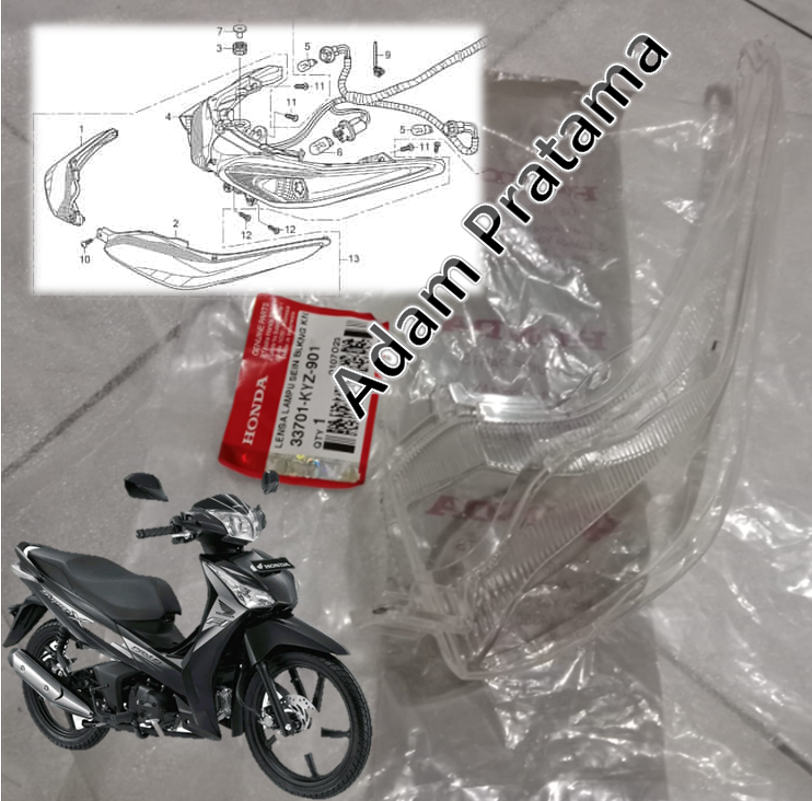 Kaca Lampu Sein Supra X 125 Helm In Belakang Kanan 33701 KYZ 901 Mika