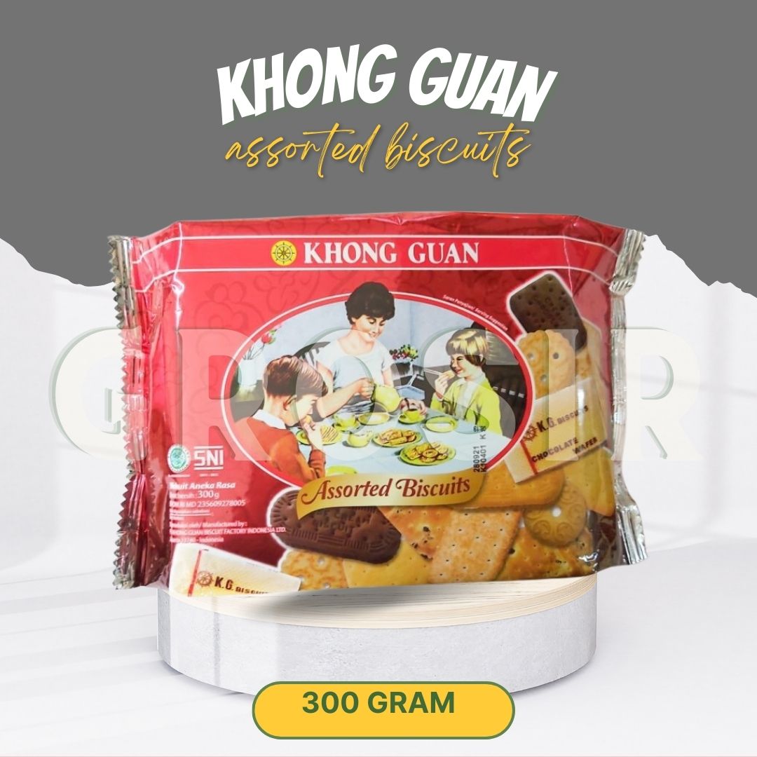 Cemilan Biskuit Khong Guan Merah Aneka Rasa Assorted Biscuits 300Gr