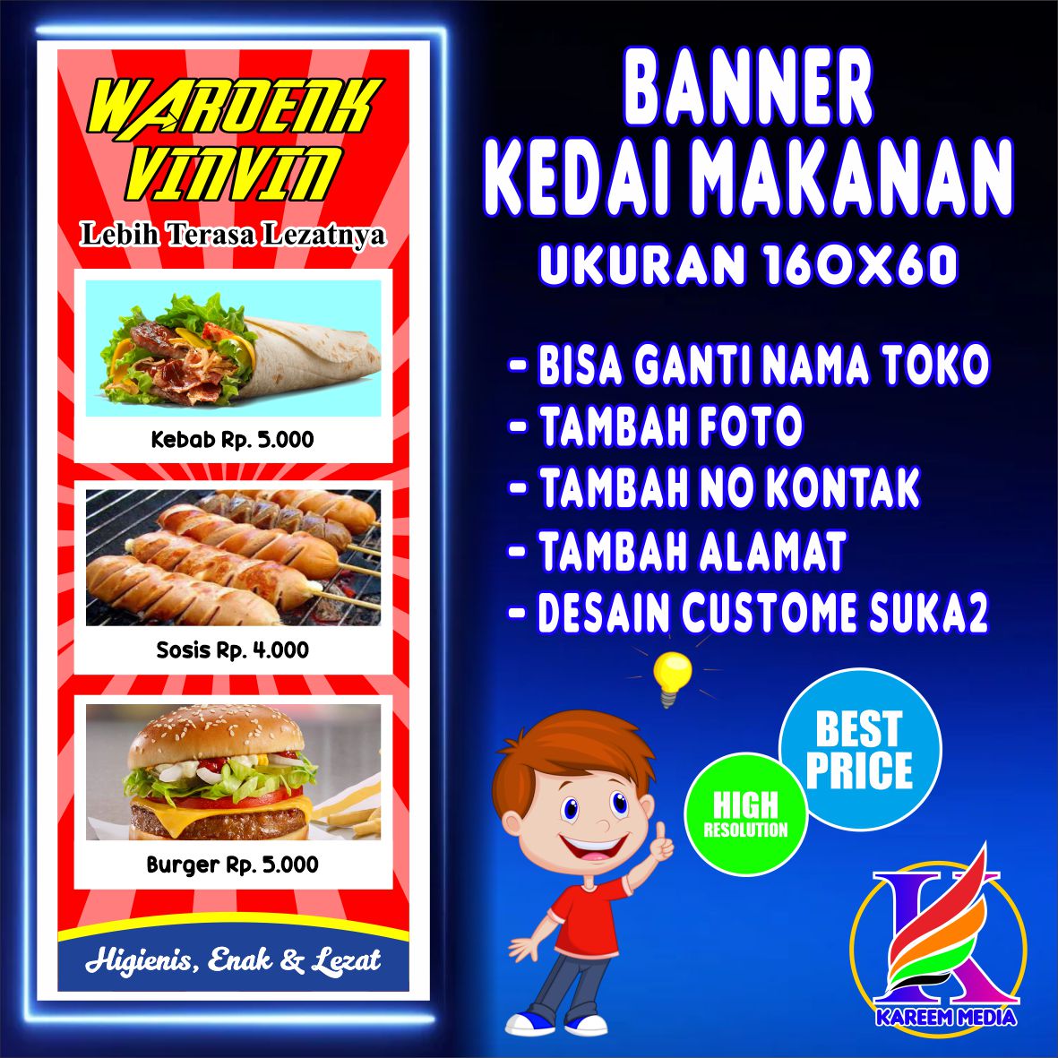 Spanduk Banner Backdrop Kedai Makanan Banner Kebab Spanduk Sosis