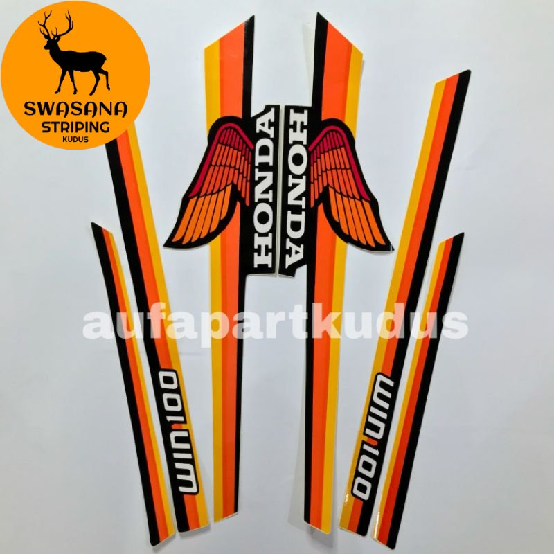 Stripping Strip Stiker Sticker Lis Honda Win Striping Win Orange