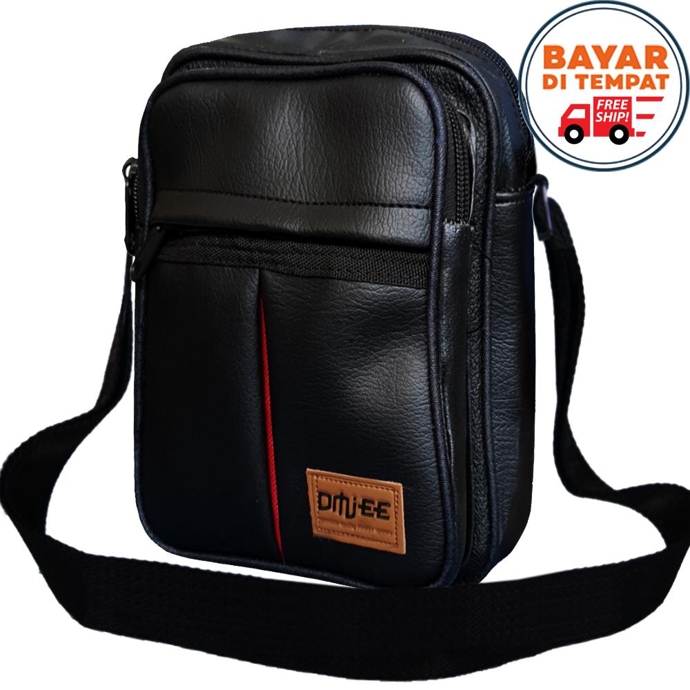 Tas Selempang Kulit Imitasi 005DMD Tas Pria Tas Selempang Pria Tas Bahu Tas Kulit Tas Slingbag Tas Gadget Waterproof - Black